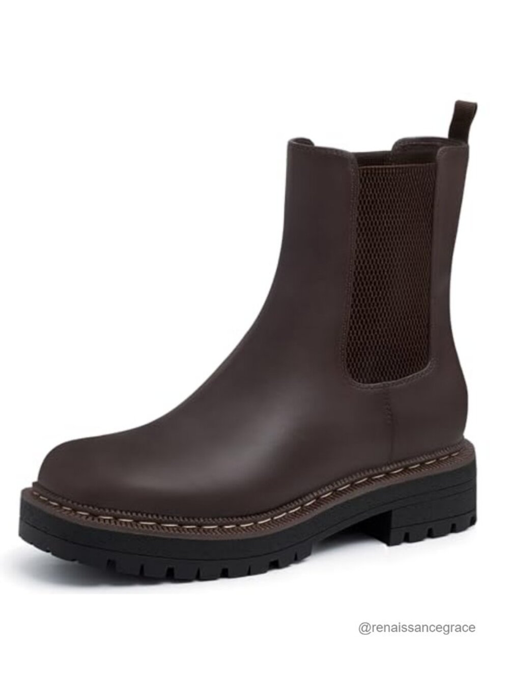 Women's Low Heel Chelsea Platform Ankle Boots - Waterproof Leather Slip-On